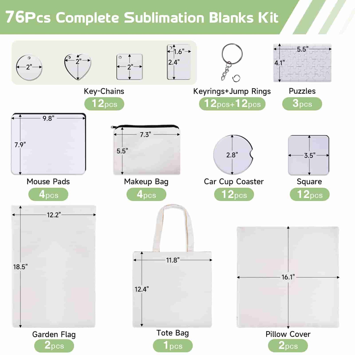76Pcs Sublimation Blanks Products